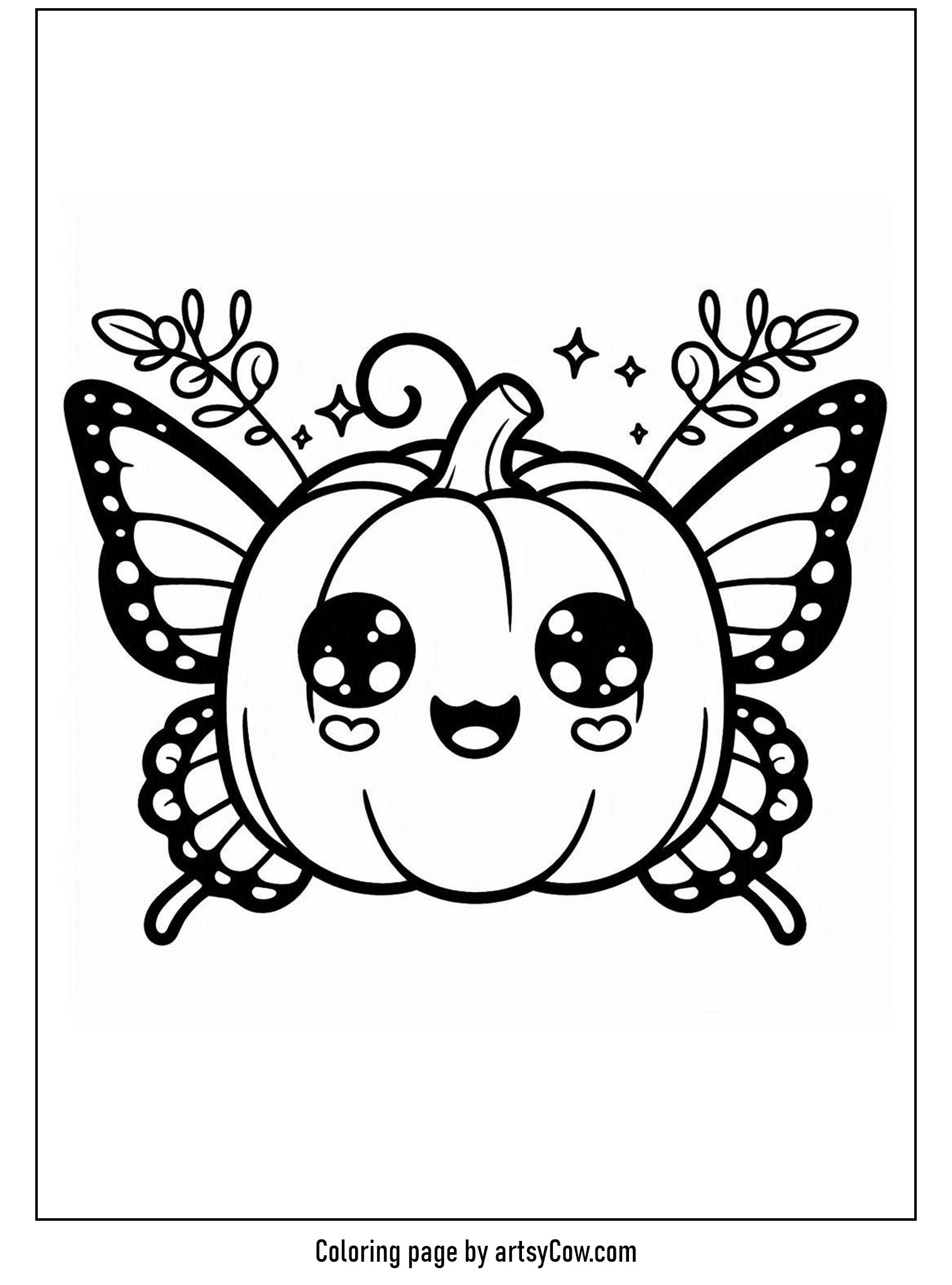 halloween coloring pages with jack-o-lantern, featuring a pumpkin with butterfly wings.